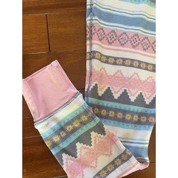 Victoria's Secret Pajama Pants Women's S Pink Thermal Geometric Aztec Pastels - Picture 6 of 9